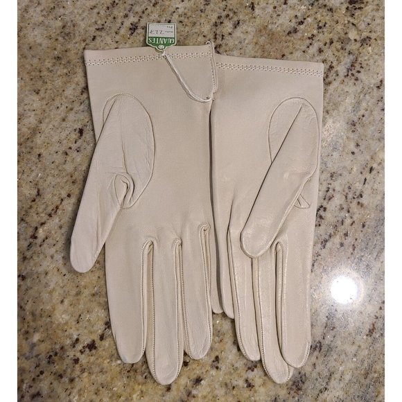 New! Size S 7 Soft Leather Beige 8.5" Formal Gloves Stitching Wrist Detail - Picture 5 of 12